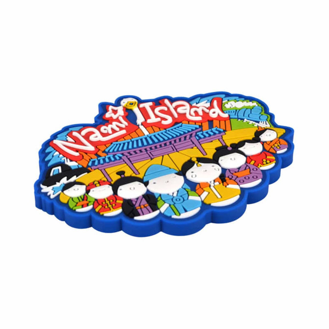 A colourful custom moulded wireless charger featuring cartoon characters and a design inspired by Nam Island.