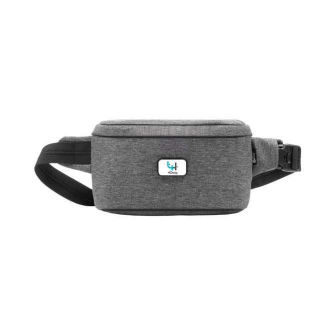 A grey anti-theft sling bag with a strap and a small logo on the front.