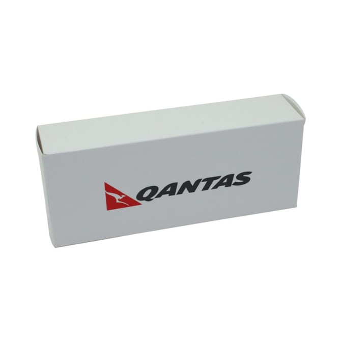 A customised white box featuring a prominent logo on the side.