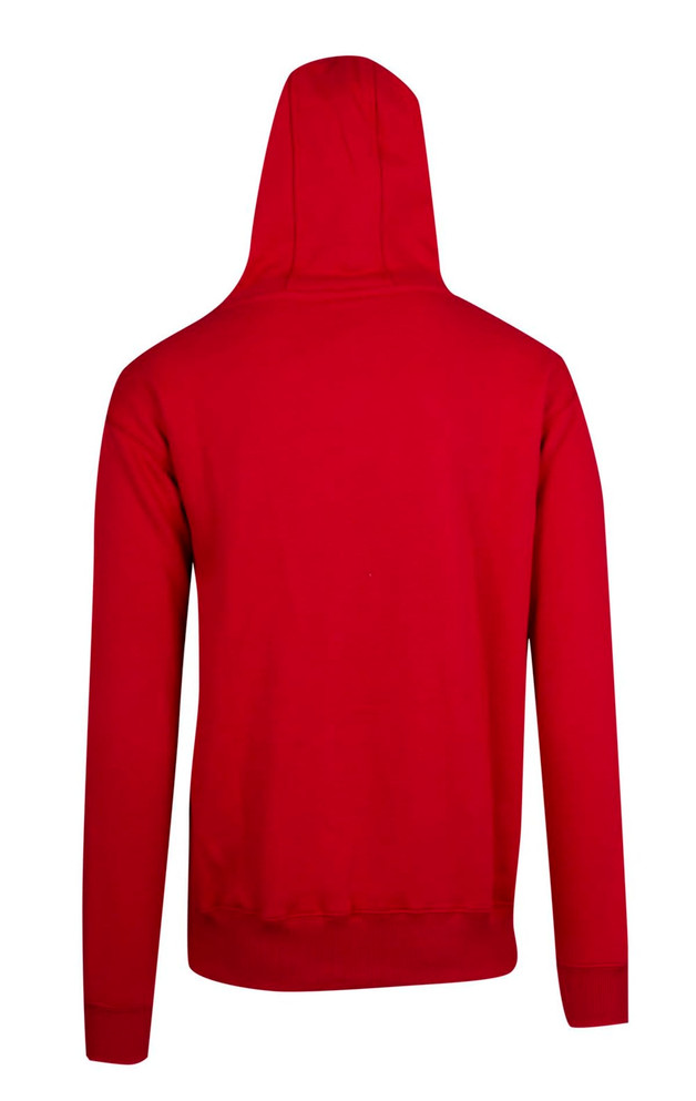 A red men's brushed heavy zip fleece hoodie with a hood and no visible logos.