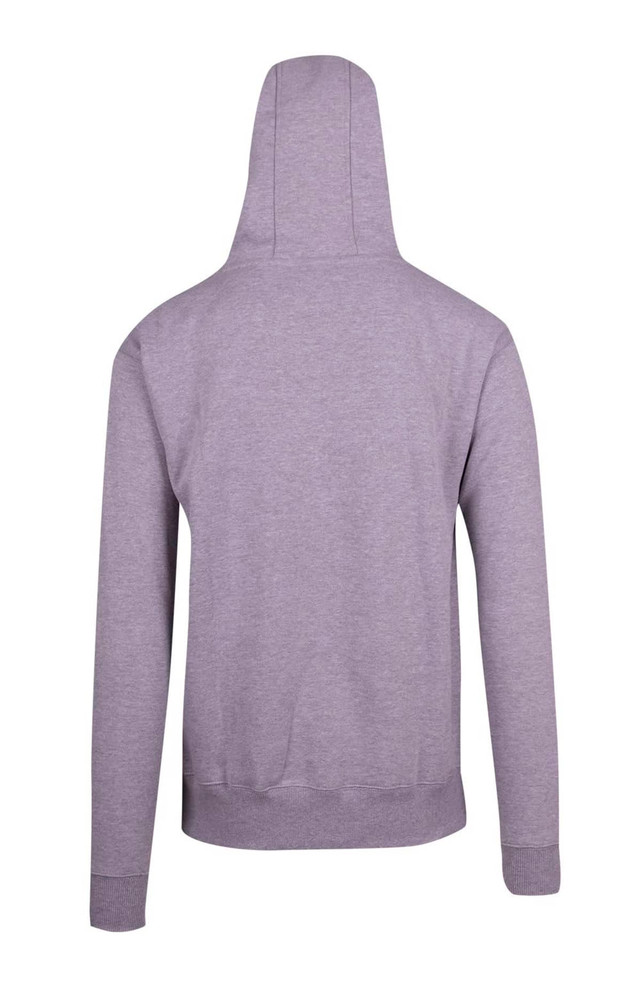 A grey men's brushed heavy zip fleece hoodie with a hood and cuffed sleeves, featuring a logo.