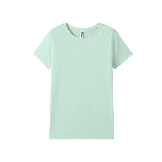 A mint green women's modern fit T-shirt with a classic crew neckline and short sleeves. It features a brand logo.