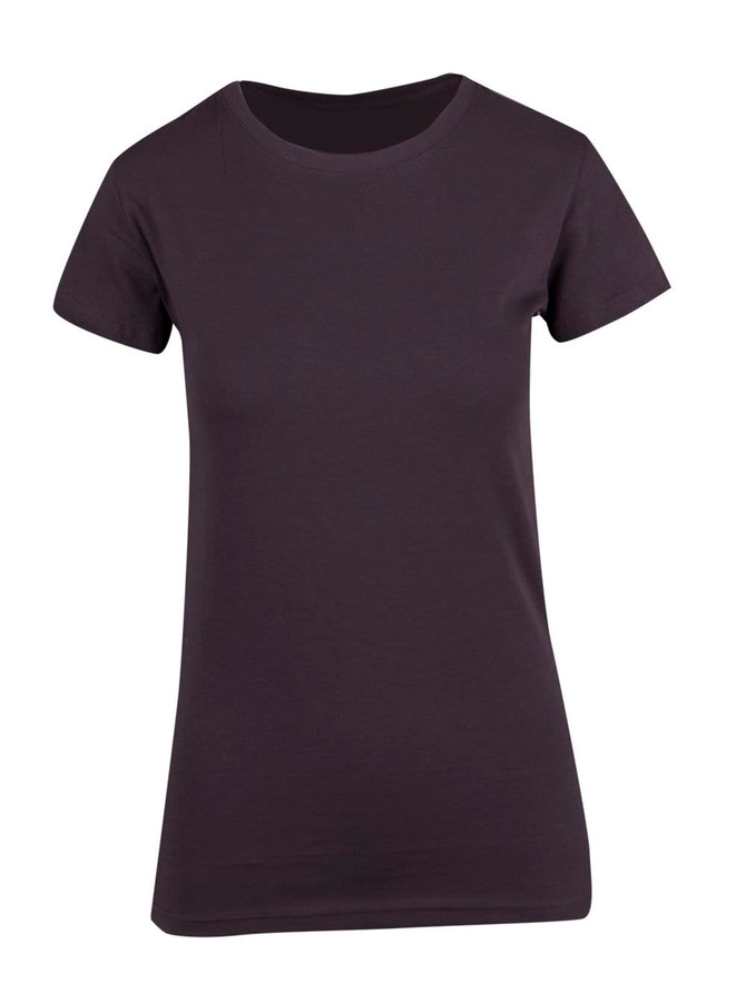 A women's modern fit T-shirt in black, featuring short sleeves and a round neckline. The shirt has a logo.