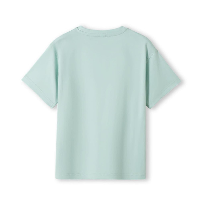 A mint green kid's regular t-shirt with short sleeves and a round neck. The back is plain with no visible logos.