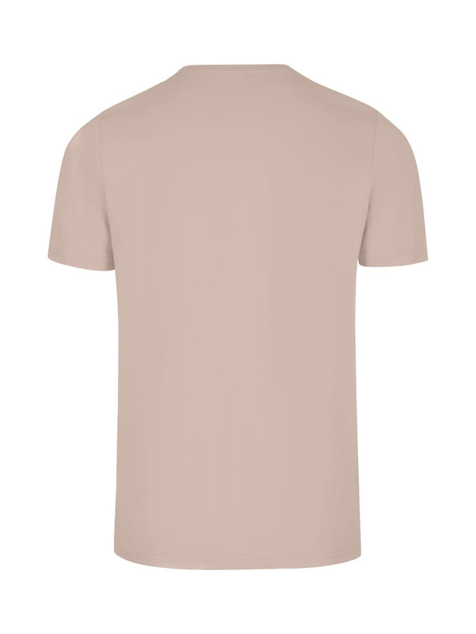 A men's slim fit T-shirt in a light beige colour, featuring a plain design with a logo.