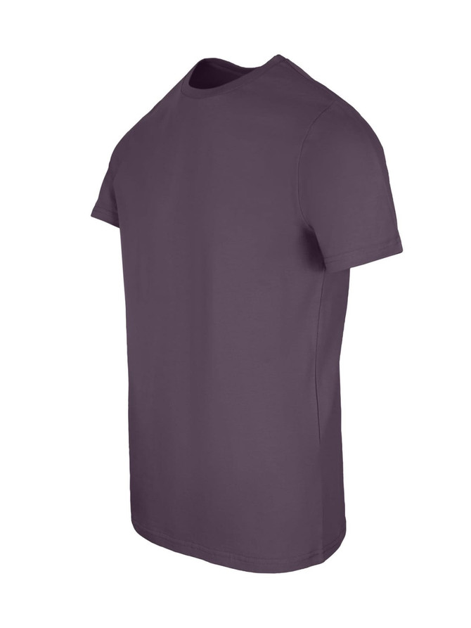 A slim fit men's t-shirt in a solid dark purple colour, featuring a crew neck and short sleeves.