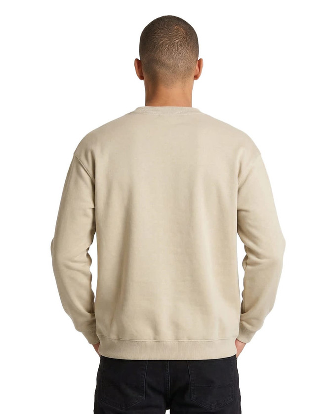 A lilac adult poly cotton fleece jumper with a crew neck and ribbed cuffs. It features a logo on the front.