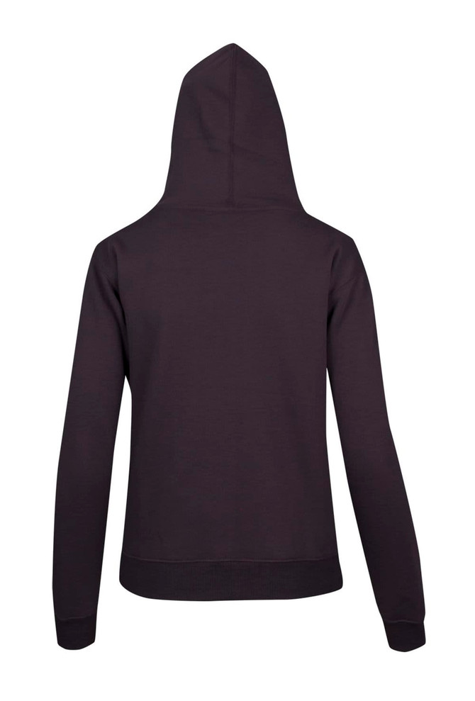 A black men's zip hoodie featuring a hood and a kangaroo pocket. The back view highlights its simple design.