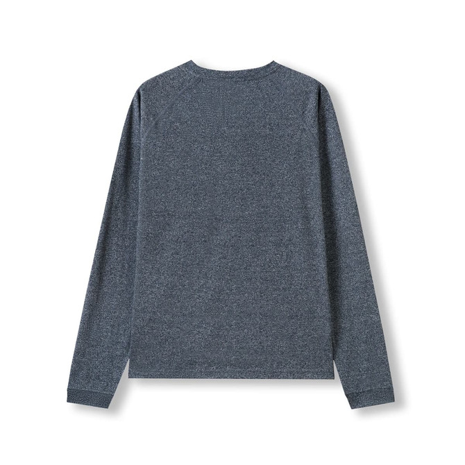 A grey long sleeve t-shirt with a raglan design and no visible logos or text.