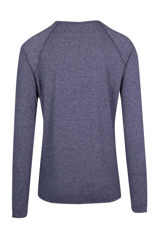 A grey long sleeve t-shirt with a raglan design and no visible logos or text.