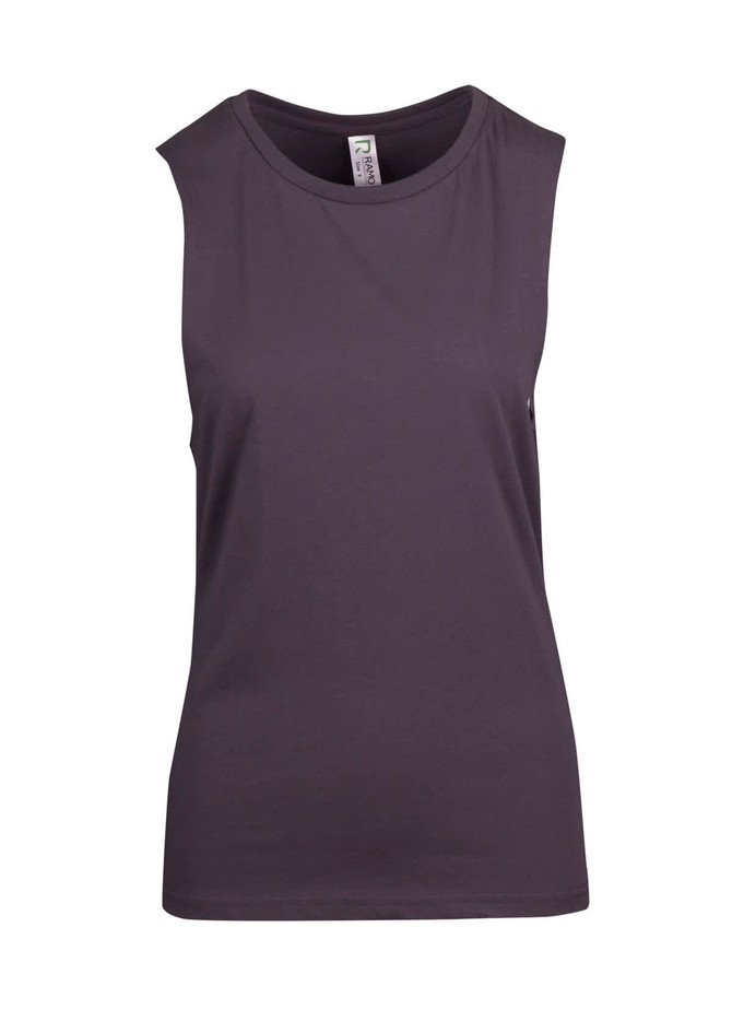 A women's combed cotton tank top in charcoal grey, featuring a simple design and sleeveless cut.