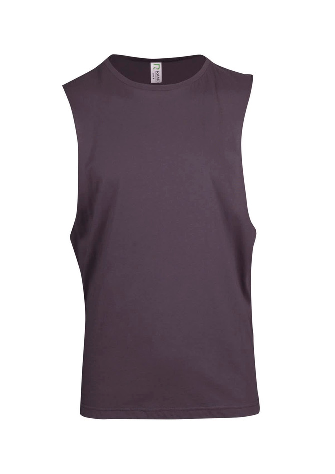 A grey combed cotton tank top with a sleeveless design and a small logo present.