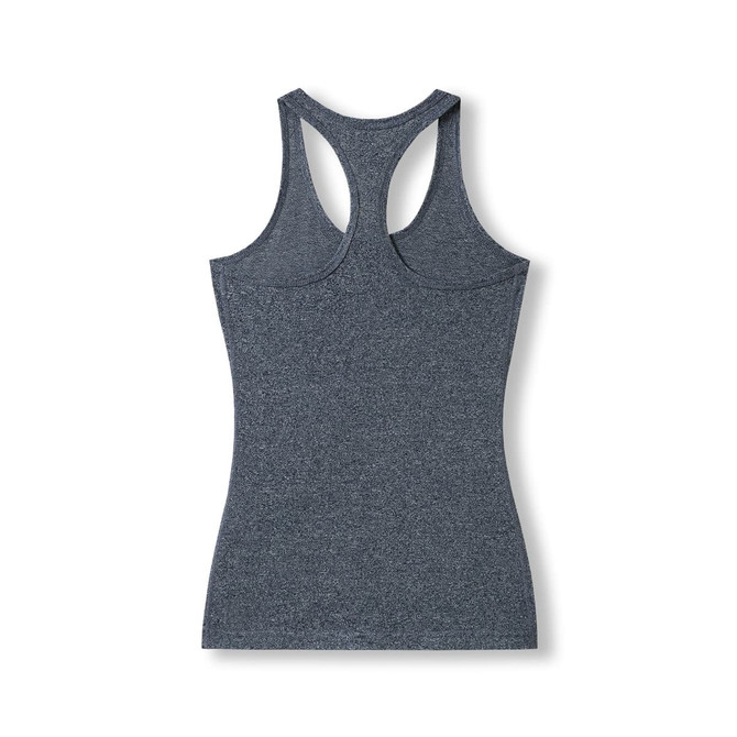 A dark grey athletic T-back singlet with a fitted design and no visible branding.