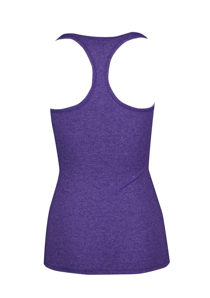 A purple athletic T-back singlet with a fitted design, featuring a smooth back and no visible branding.