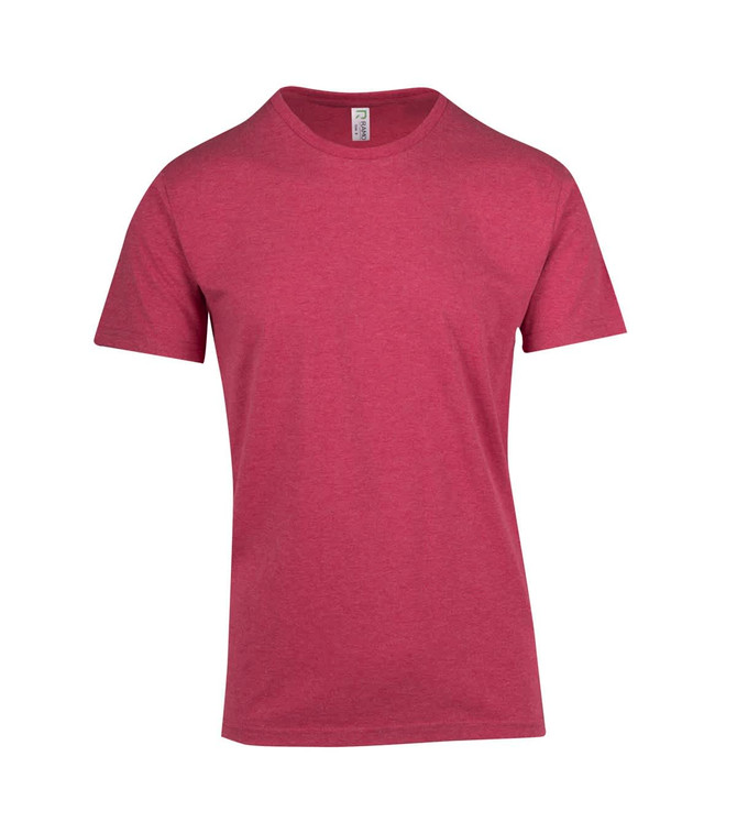 A heavy marl T-shirt in a rich burgundy colour, featuring a classic crew neck and short sleeves.