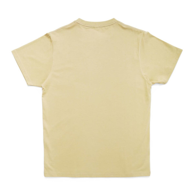 A unisex Earth Care T-shirt in a light beige colour, featuring a plain back and short sleeves.