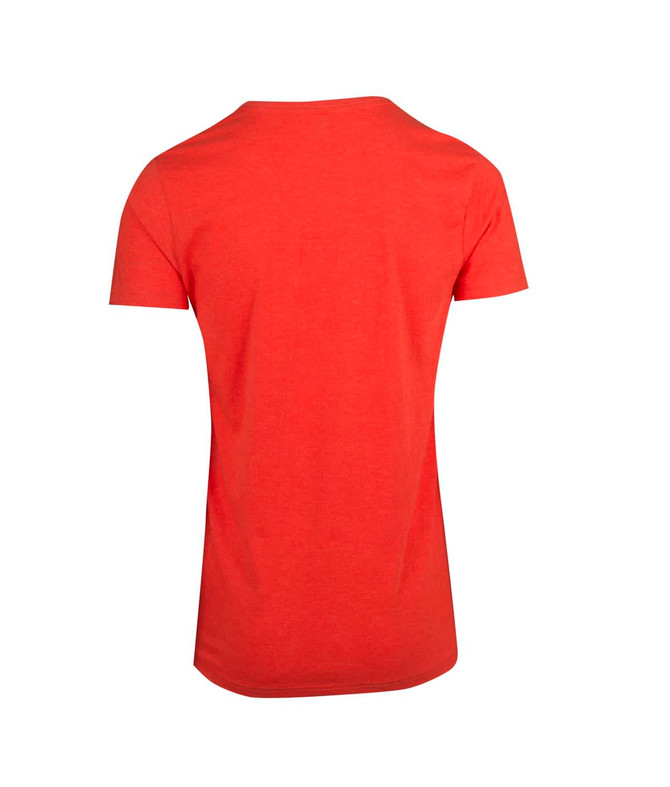 A red unisex marl crew neck T-shirt with short sleeves and a plain back.