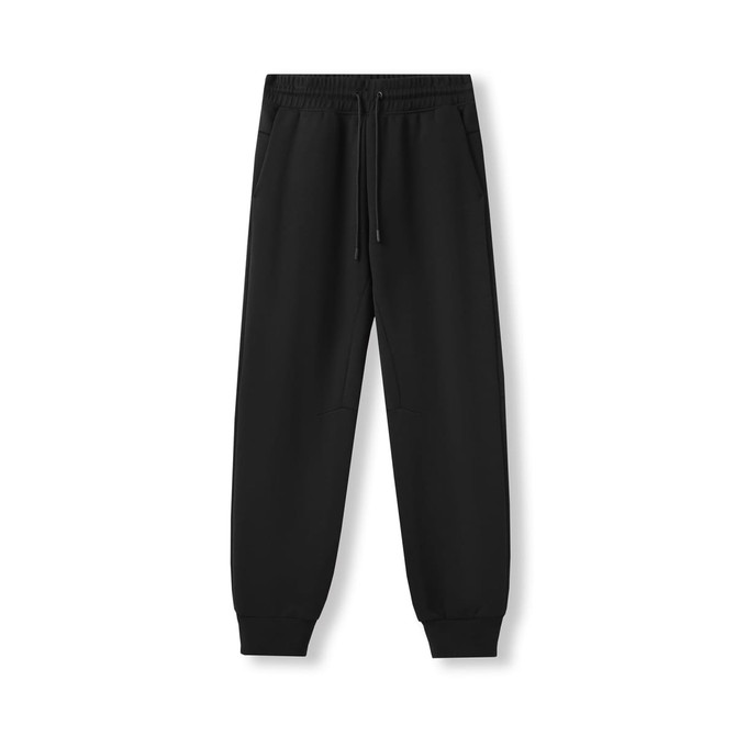 Men's three-layer track pants in black, featuring an elastic waistband and pockets. Includes a logo.