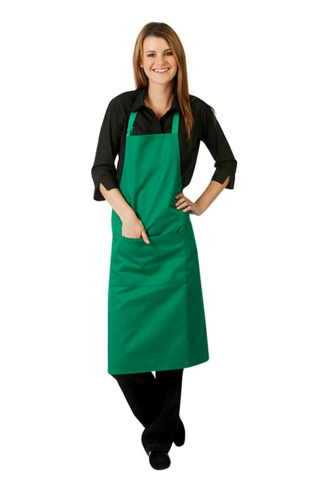 Poly Cotton Aprons, Bib Style, W86xL94cm (With adjustable neck strap and pocket, Black)