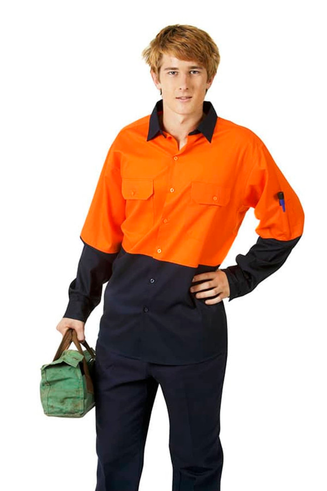 Hi Vis 155 GSM Cotton Twill Shirt, Long Sleeve