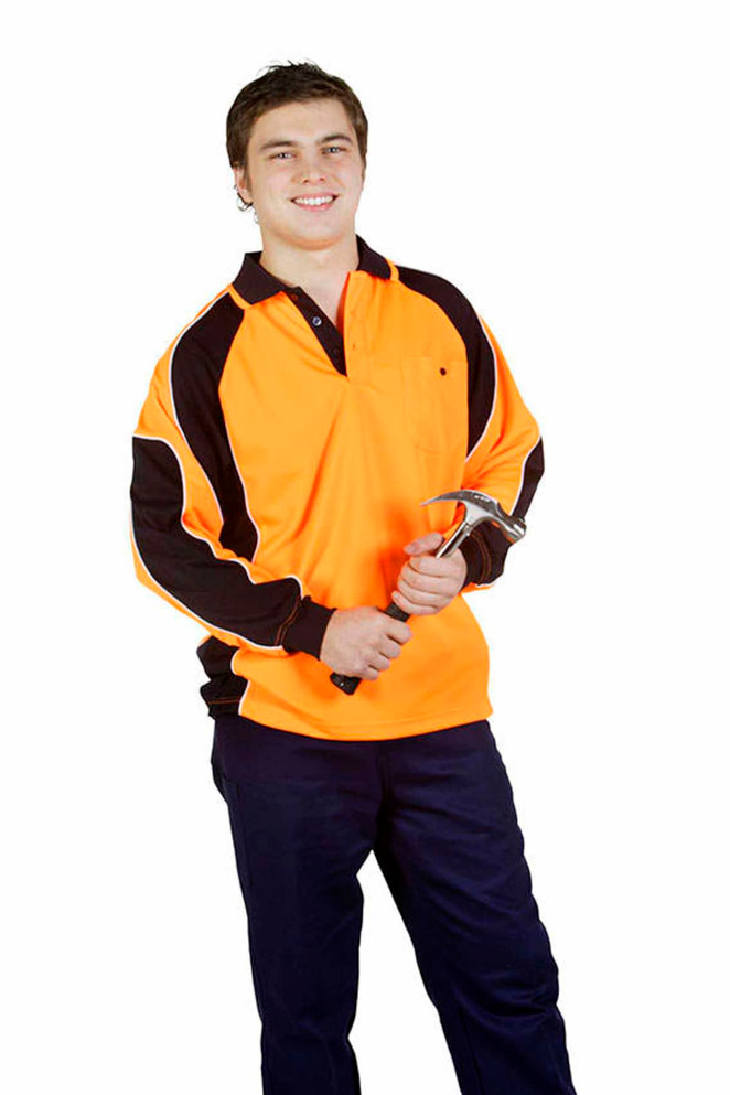 Hi Vis Cooldry Side Panel Polo, Long Sleeve