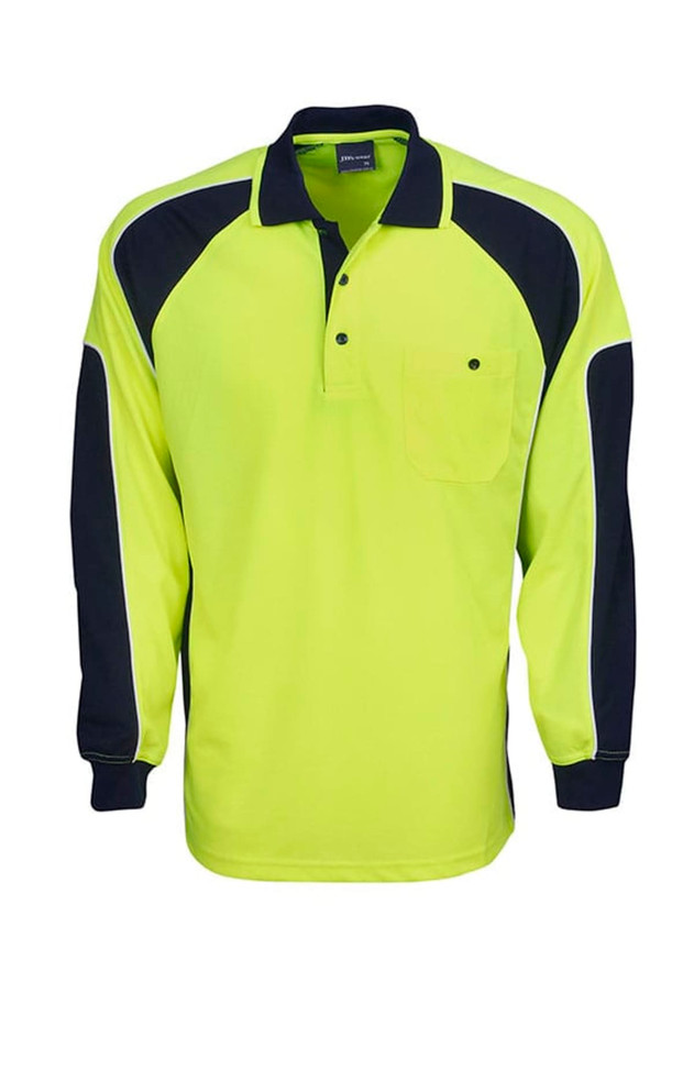 Hi Vis Cooldry Side Panel Polo, Long Sleeve