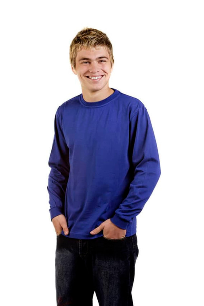 Long Sleeve Pre-shrunk cotton T-shirt, Adults (White)