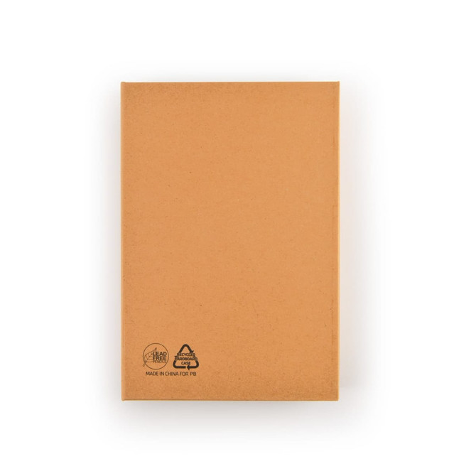 A brown cardboard box containing a pencil drawing set, featuring a logo on the bottom.