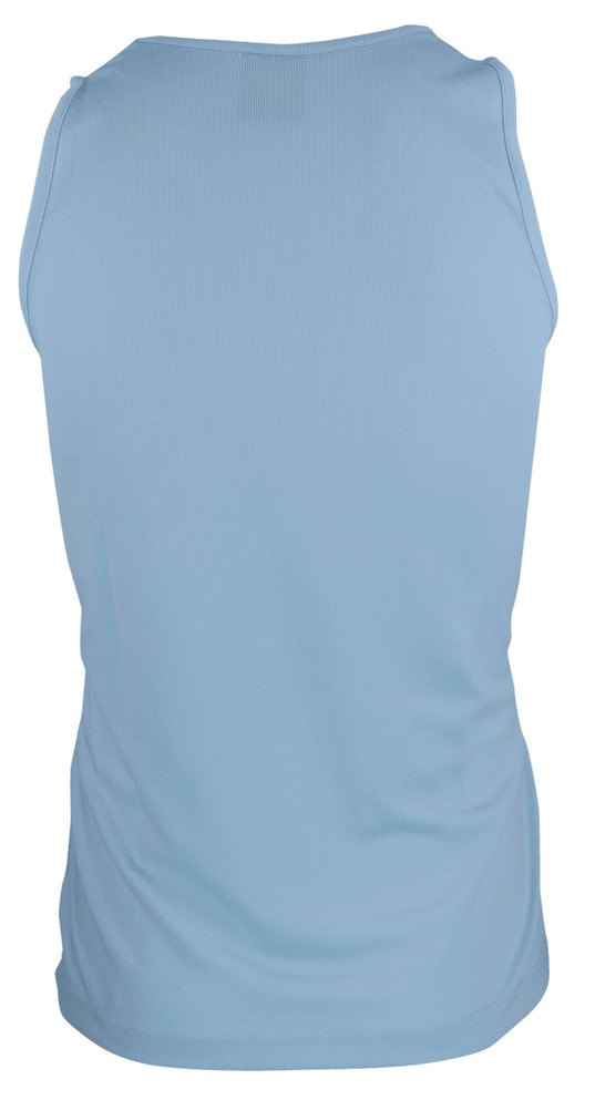 A light blue men's singlet with a smooth texture and a simple back design, featuring a logo.