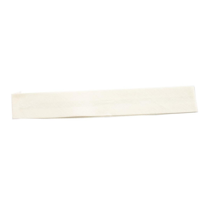 A long, white strip of fabric is displayed. The strip appears plain and unadorned, with a smooth texture.
