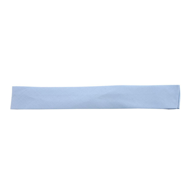 A light blue fabric strip with a solid texture, designed for use as a headband or accessory.