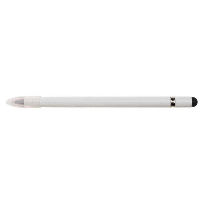 A sleek, inkless pen with a white barrel and a black tip, designed for smooth writing.