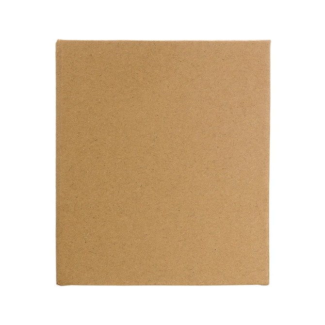 A large, plain, square cardboard box with a textured surface, designed for packaging.