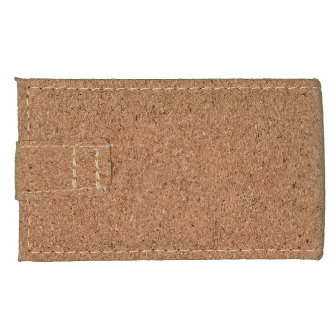 A Cork Manicure Set packaged in a natural cork case, featuring a textured surface and secured with a flap closure.