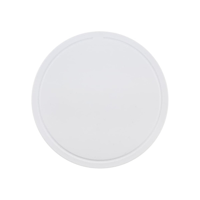 A round white game board for the Jumping Frog Game, featuring a smooth surface and an outer edge.