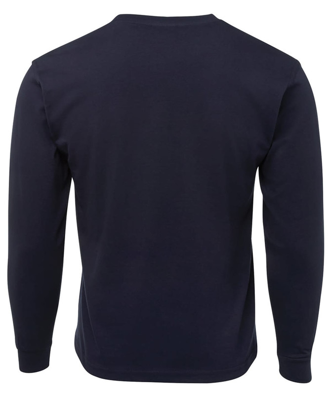 A navy long-sleeve T-shirt with a classic crew neckline and a plain back. Suitable for casual wear.