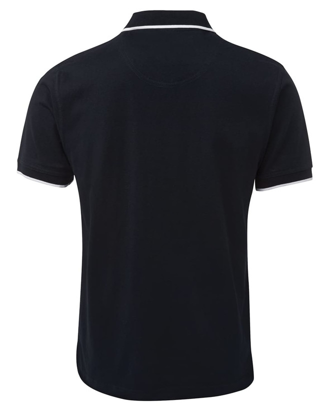 A navy polo shirt with a classic design featuring a contrasting collar and a logo.