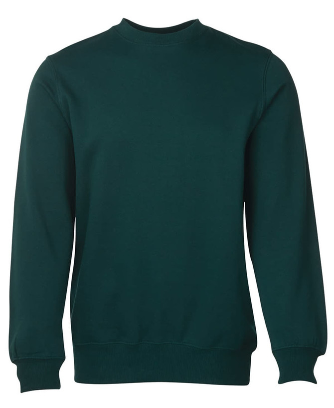 A green jumper with long sleeves and a round neckline. It features a simple design with no visible logos.