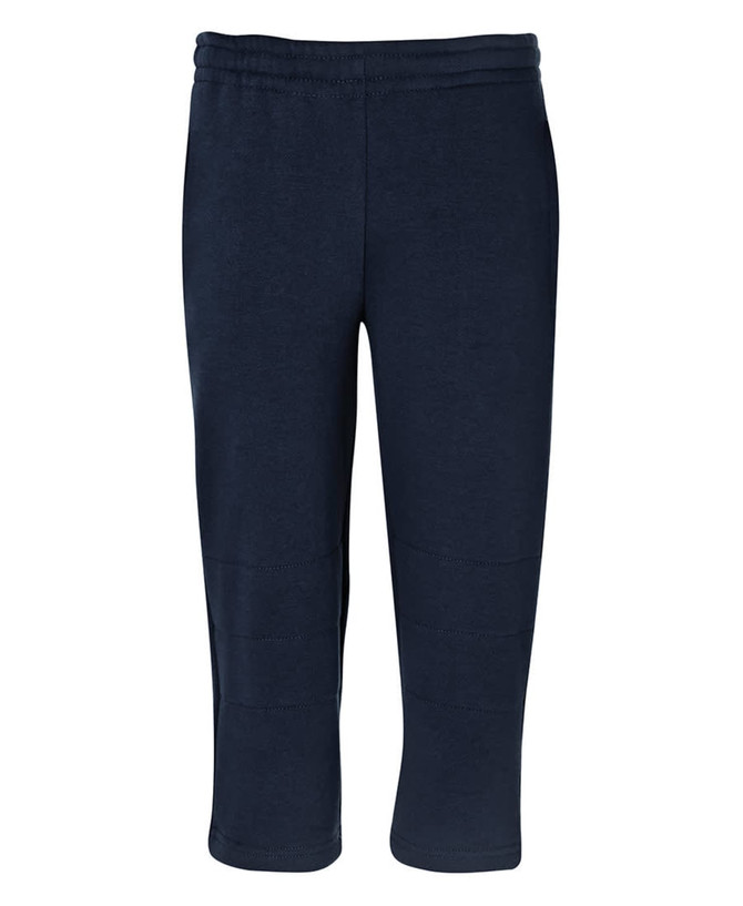 Navy blue track pants featuring a waistband and structured design. The product includes branding.