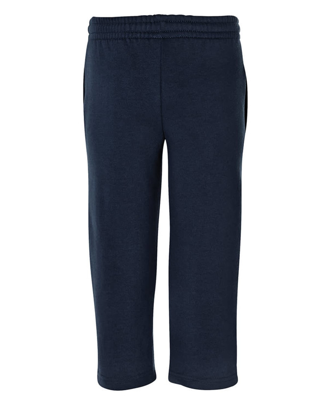 Track pants in navy blue with a comfortable elastic waistband and side pockets. Features a logo branding.