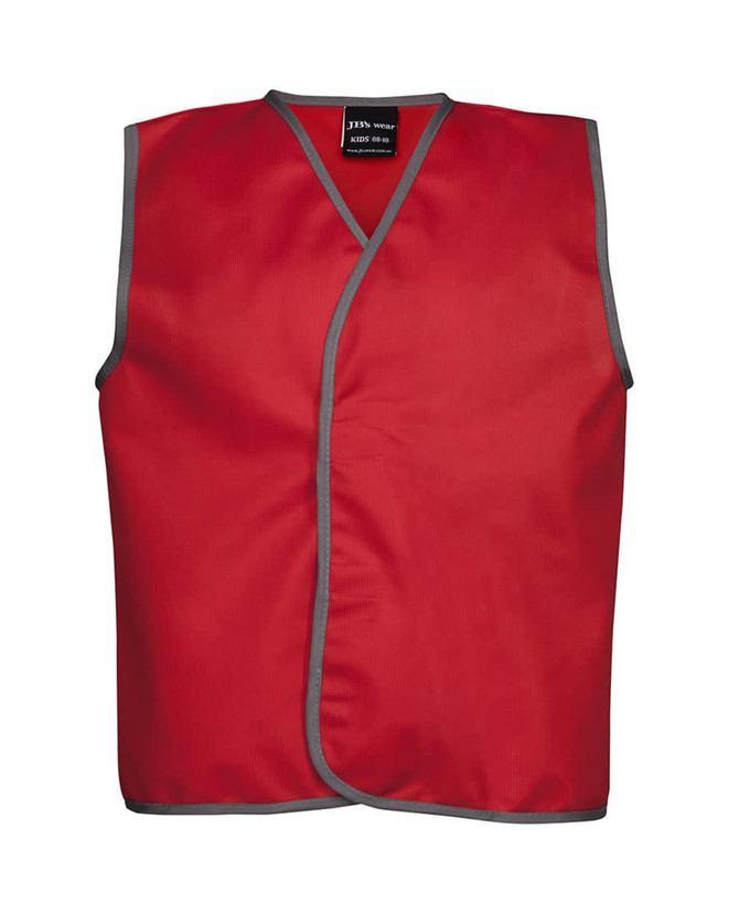 A red sports vest featuring grey trims and a logo on the label. Designed for active use in sporting activities.