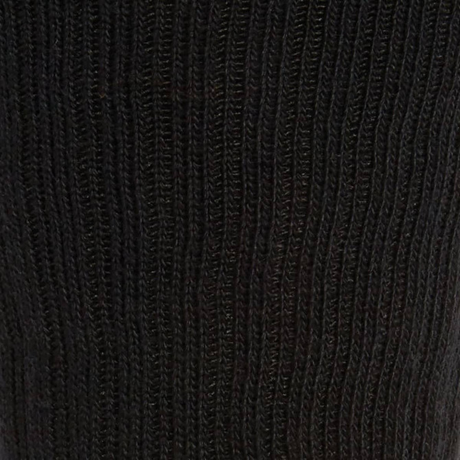 A pack of three black outdoor socks with a ribbed texture and a logo on one of the socks.