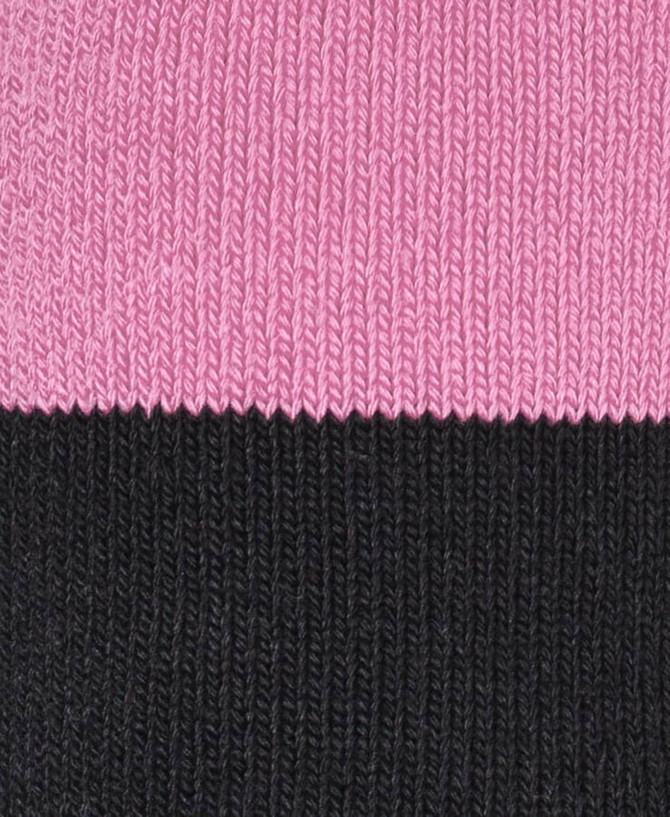A pack of three work socks in black and pink, featuring a woolly texture and a logo.