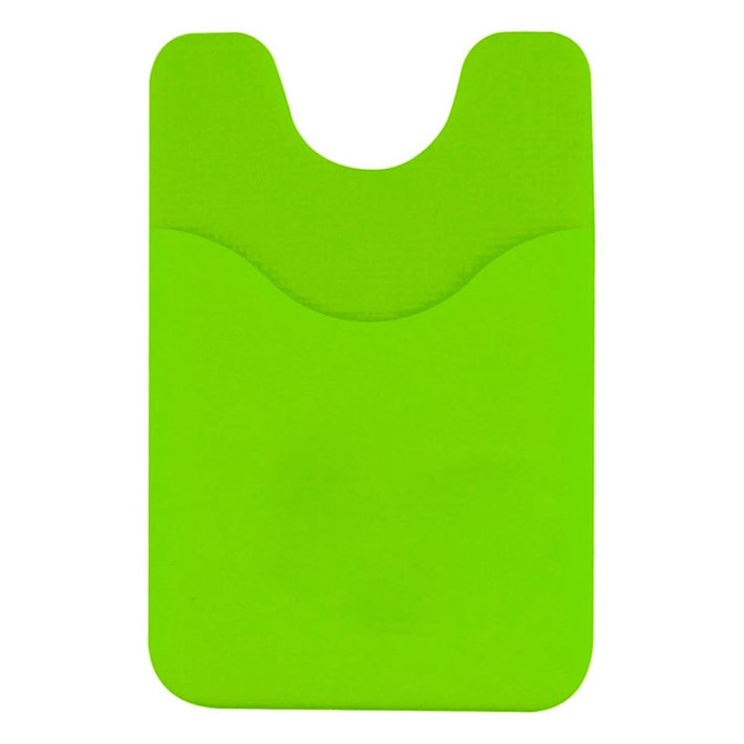 A bright green Smart Wallet with a cut-out for easy access and a pocket for cards.