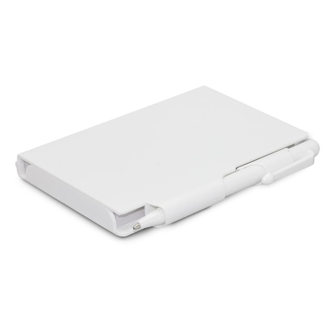 A Pocket Rocket Notebook in white, featuring a compact design with a built-in pen.