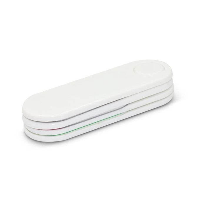 A Swivel Nail Care Kit featuring a compact white design with multiple nail grooming tools neatly stored inside.