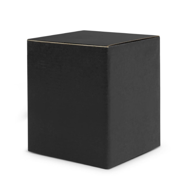 A black box with a simple, clean design, suitable for packaging items like glass tumblers.
