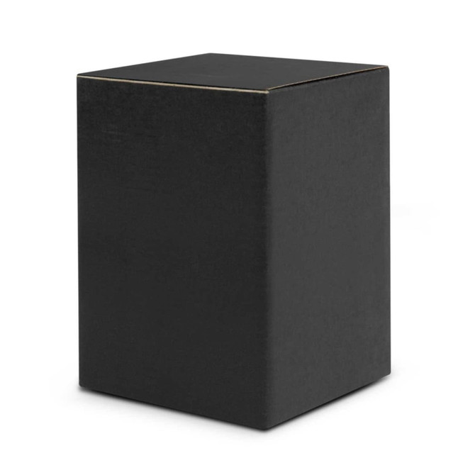 A black, rectangular box with a smooth surface and a plain top. It has a clean and minimal design.