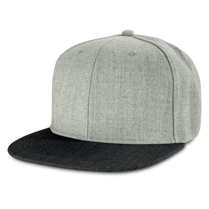 A Chisel Flat Peak Cap featuring a light grey textured top and a black flat brim.
