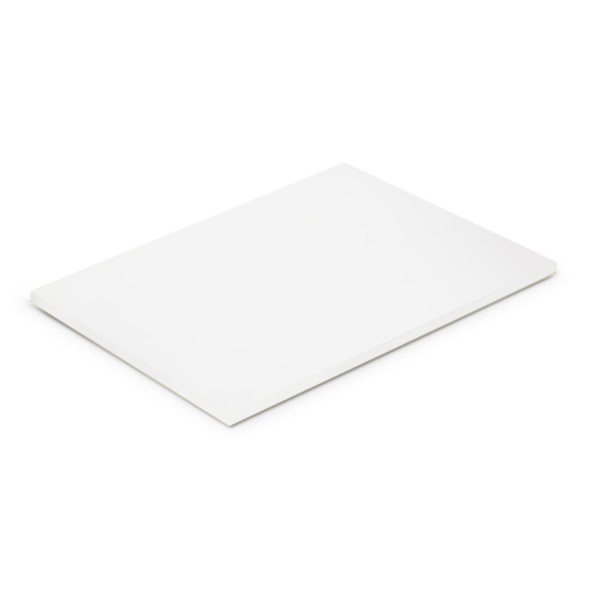 A5 notepad with 50 white leaves, featuring a simple design and an included branding logo.